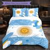 Argentina Football Pattern 3 Pieces Bedding Set Soft Microfiber Duvet Cover with Pillow Cases for Bedroom