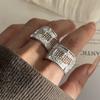 925 Sterling Silver Rings for Women Couple Minimalist Handmade Simple Hollow Wide Ring Fine Jewelry Gift Prevent Allergy