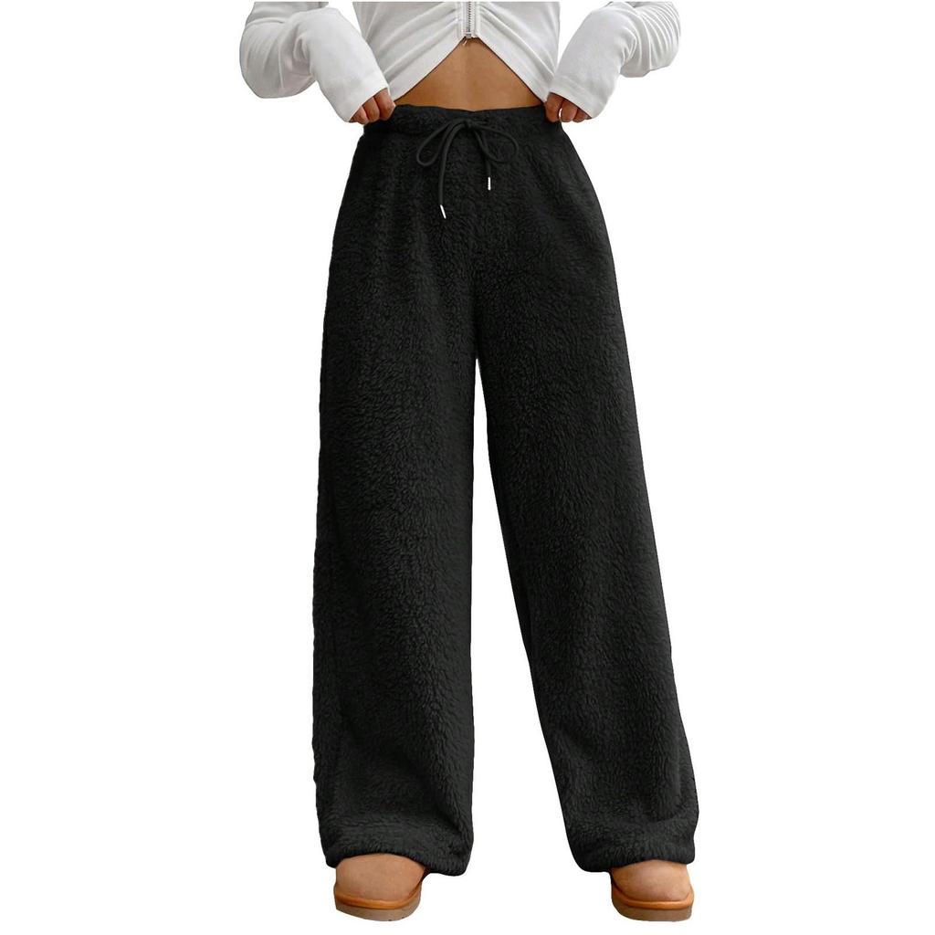 Pantaloni Casual in Peluche Colorati alla Moda da Donna Pantaloni Termici Larghi in Peluche