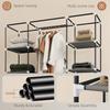 Clothes Storage Organiser with Hanging Rail, Shelves, Portable Wardrobe, Foldable Fabric Wardrobe, Dark Grey