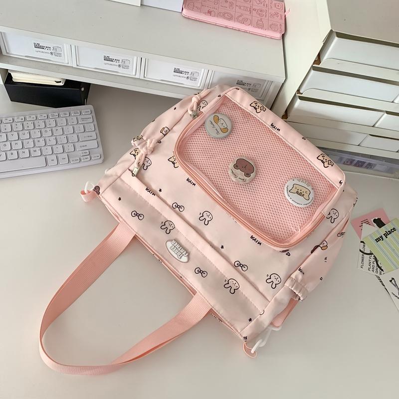 Прозрачная большая вместительная сумка-тоут женская сумка через плечо с мультяшным — фото 12