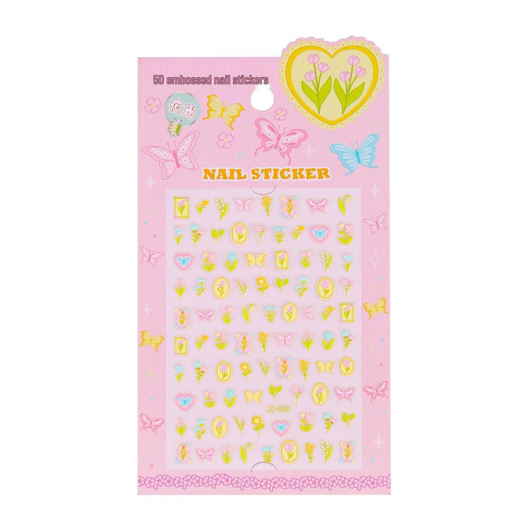5D Luminous Embossed Princess Nail Stickers for Kids - Cute Non-toxic Cartoon Nail Art for Little Girls