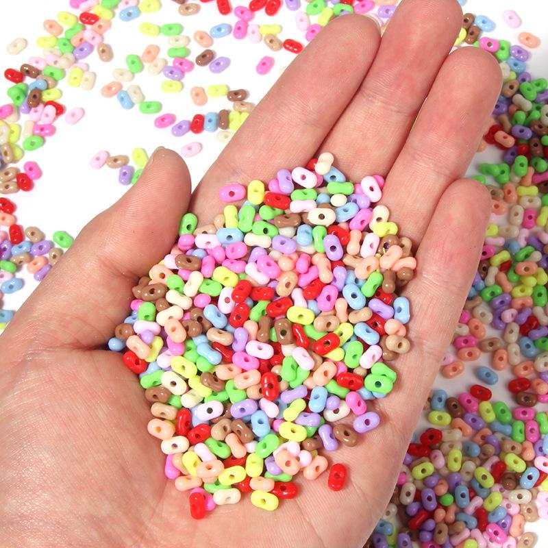 Solid Color 4x6mm Acrylic Rice Peanut Spacer Beads for DIY Bracelets and Hair Accessories