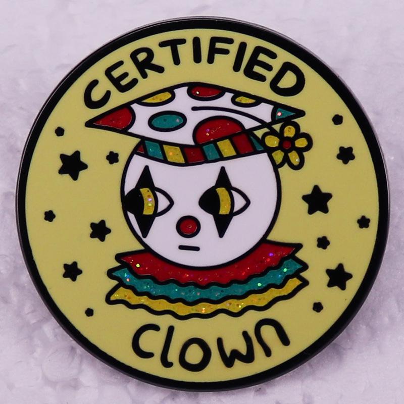 

Certified Clown Glitter Enamel Pin – Cute Cartoon Badge for Backpack or Hat