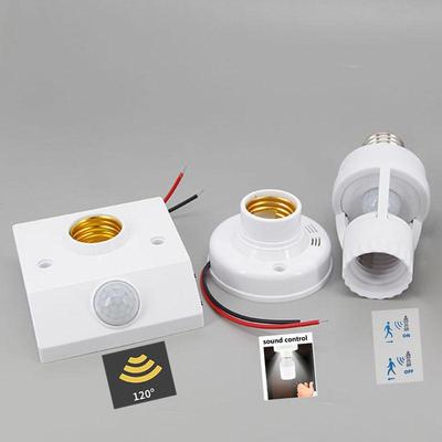 AC 110V-240V E27 Base Socket Sound or PIR Motion Human Body Infrared Sensor Control Lamp Holder Bulb LED Night Light Delay Time