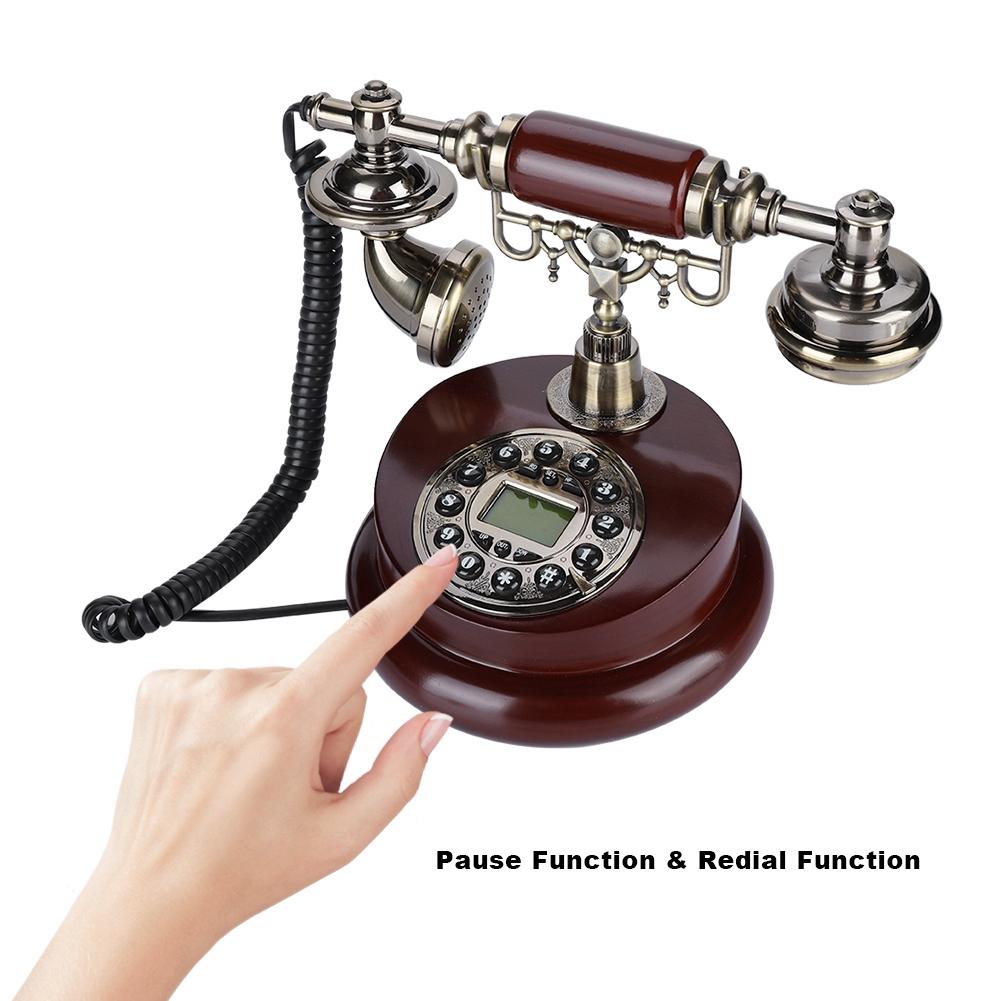 Retro Vintage Wired Corded Telephone Landline FSKDTMF Telephone Line Powered Hotel Office Home