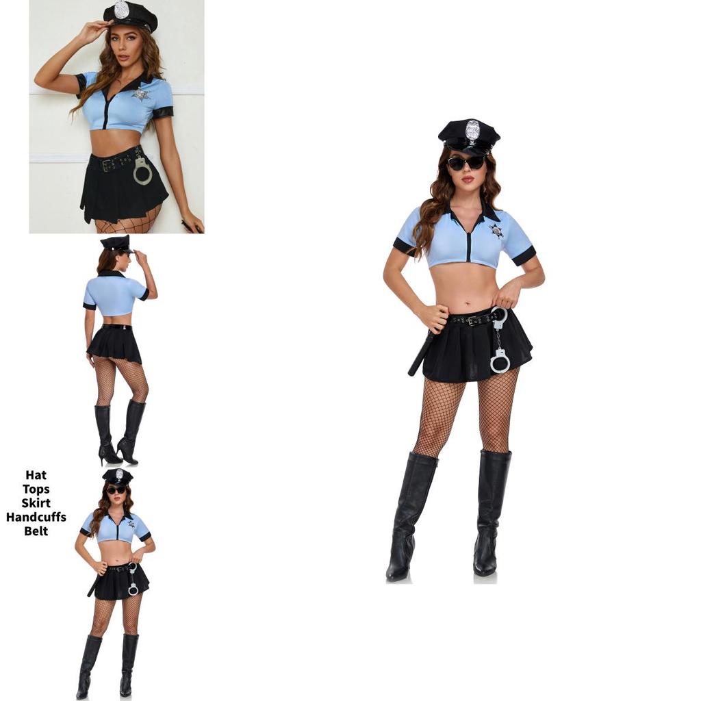 Womens Police Role Playing Costume With Durable Polyester For Halloween And Themed Parties