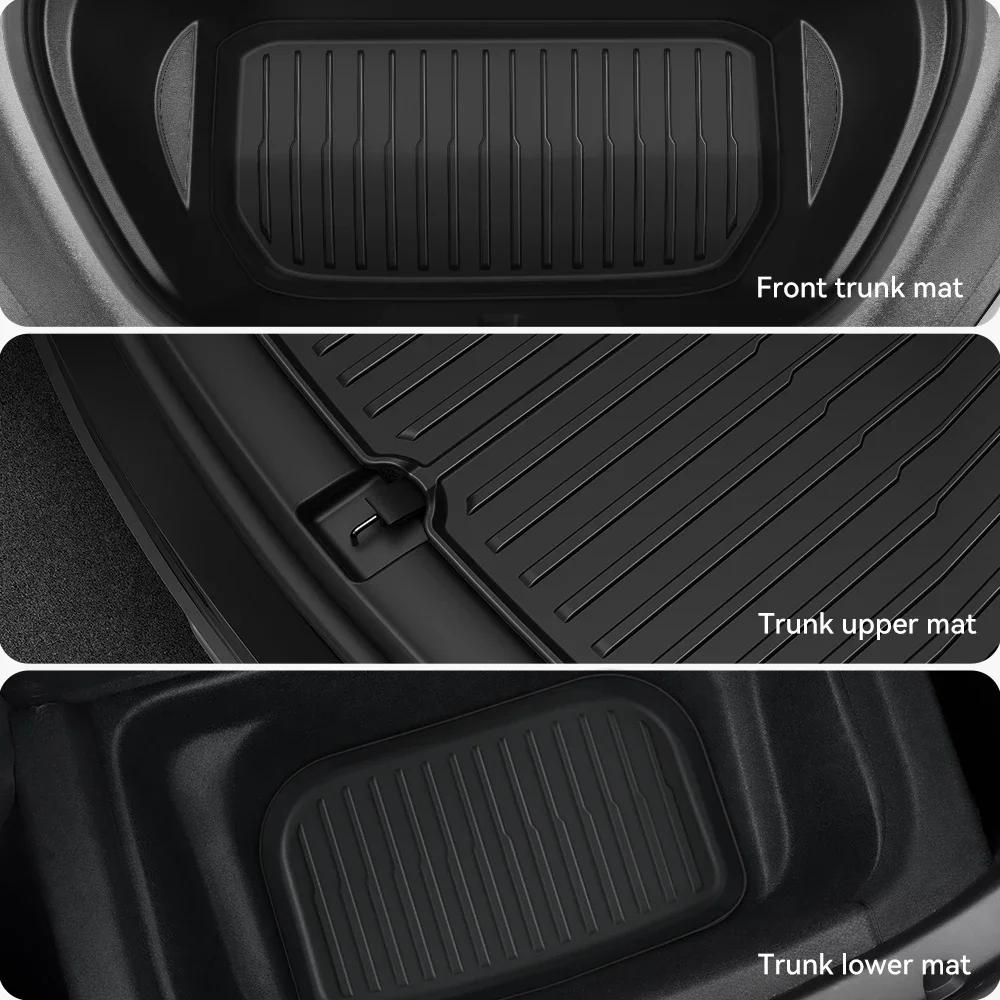 For Tesla Model Y / 3 Front Rear Trunk Mat TPE Full Coverage Trunk Cover Seat Backrest Protective Pad Cargo Liner Anti Dirty Mat
