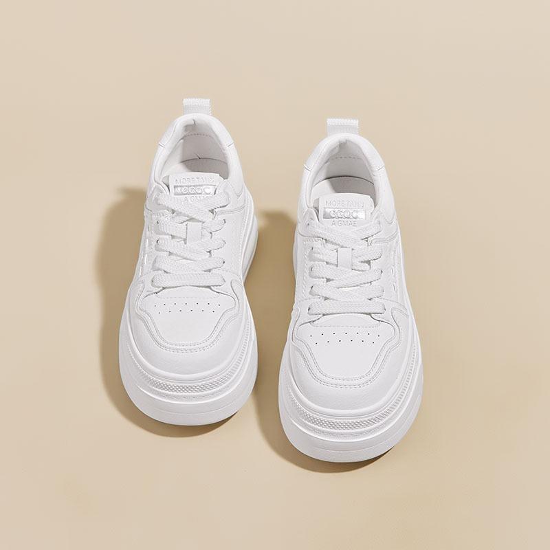 Spring new thick-soled shoes sports and leisure versatile women's shoes single shoes leather white shoes