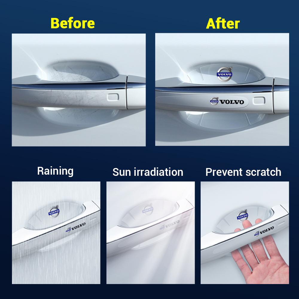 4/8Pcs Car Door Handle Anti Scratches Protector Film Decals Stickers For Volvo Rdesign V40 V50 S40 S80 XC60 S90 XC90 S60 C40 S60
