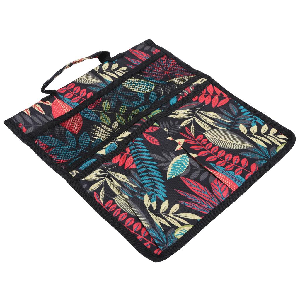 Banco Acolchoado Portátil Oxford para Jardim com Bolsa de Ferramentas Carrinho de Trabalho ao Ar Livre Bolsas Organizadoras Penduráveis Folhas Vermelhas