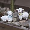 2Pcs Resins Sheep Statues for Garden and Home Decors Animal Miniature Figurines Ornaments for Terrariums and Flower Pot