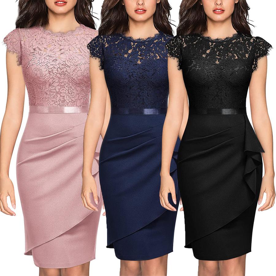 New Women's Bridesmaid Dress One-Piece Mini Dress Lace Bodycon Gown