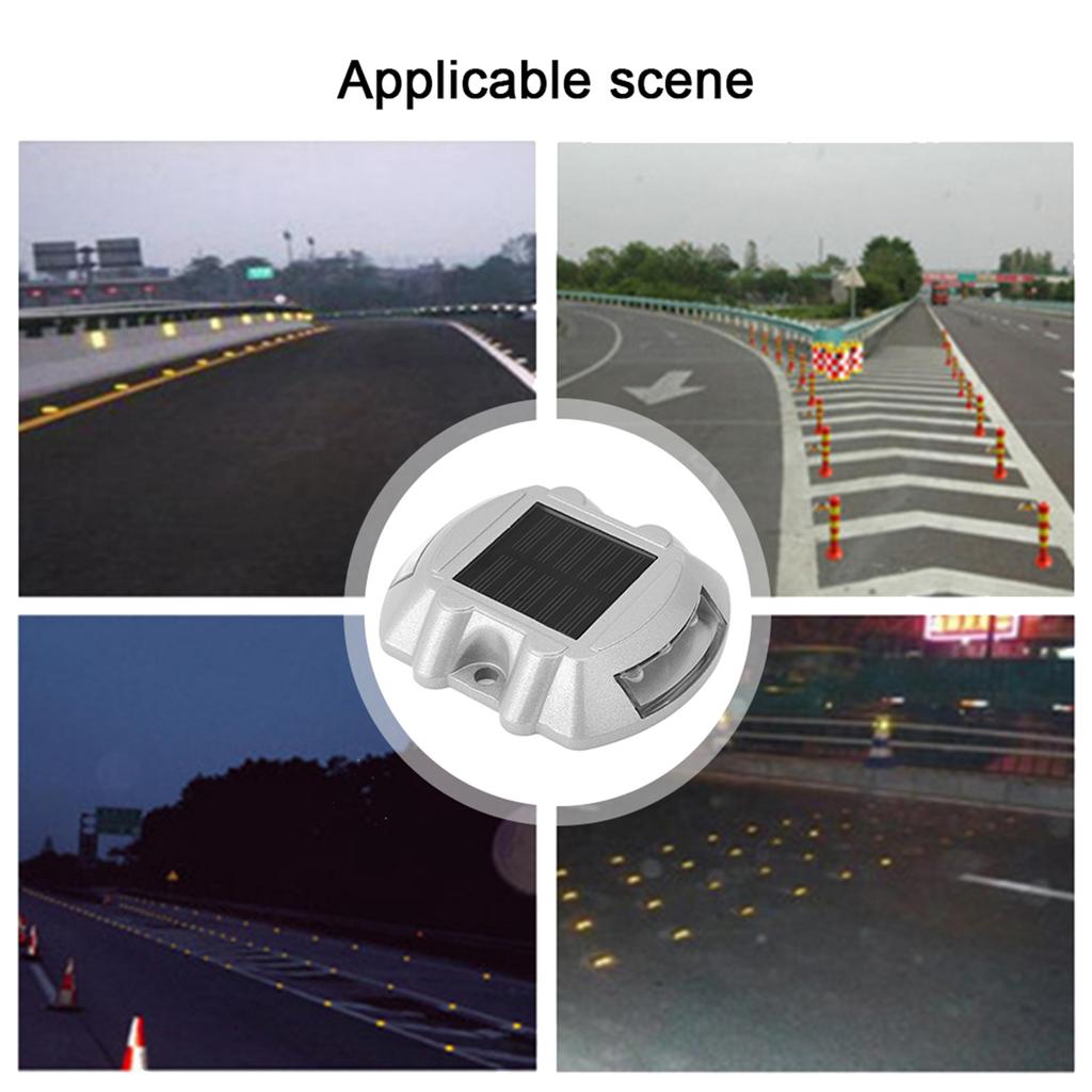 2pcs 6 LED Solar Road Stud Lights Ground Garden Lawn Deck Pathway Outdoor Waterproof Lamps