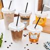 350/400/500/600Ml Clear Plastic Cups with Lids Straw Sturdy Iced Coffee Cups Disposable Plastic Smoothie Cups for Cold Drinks