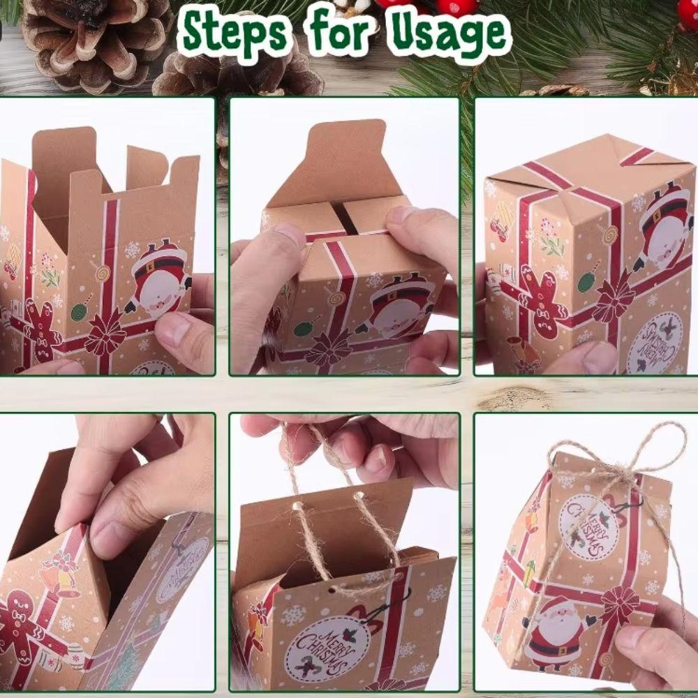 50pcs with Ropes Christmas Gift Boxes Thickened Present Packaging Box Bakey