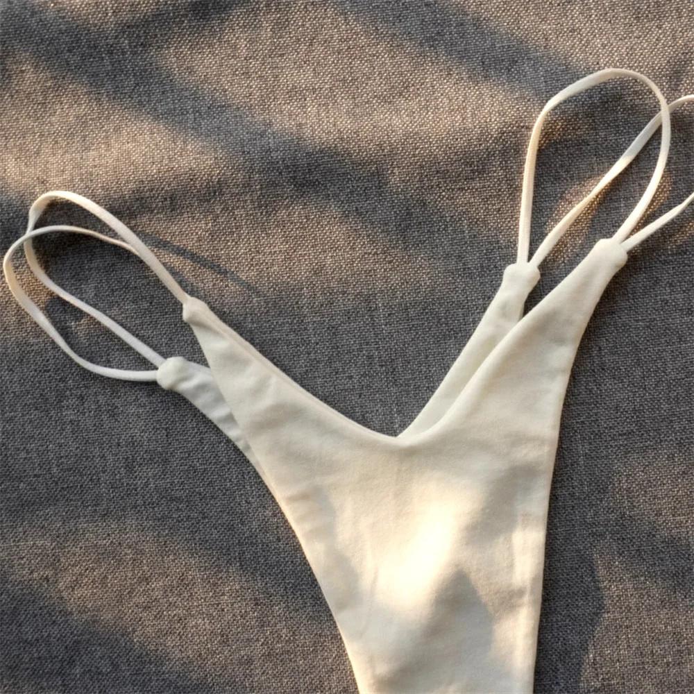 2 Pezzi Perizoma Cotone Doppio Strato a Taglio Alto Slip Bikini Donna G-string Biancheria Intima con Elastico Sottile Doppia Cintura