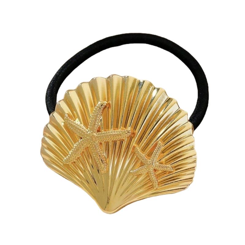 

Элегантные металлические резинки для волос в форме ракушки для женщин, легкие держатели для хвостика, женские резинки для волос для свадьбы и вечеринки