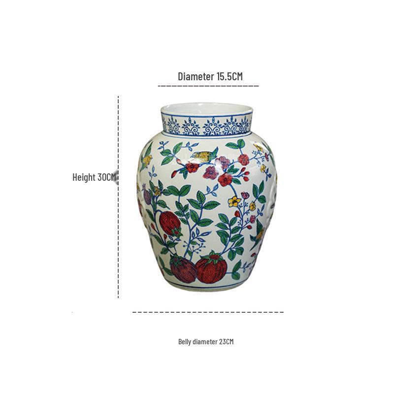 Antique Blue and White Hand-Painted Ceramic Flower Arrangement Vase
