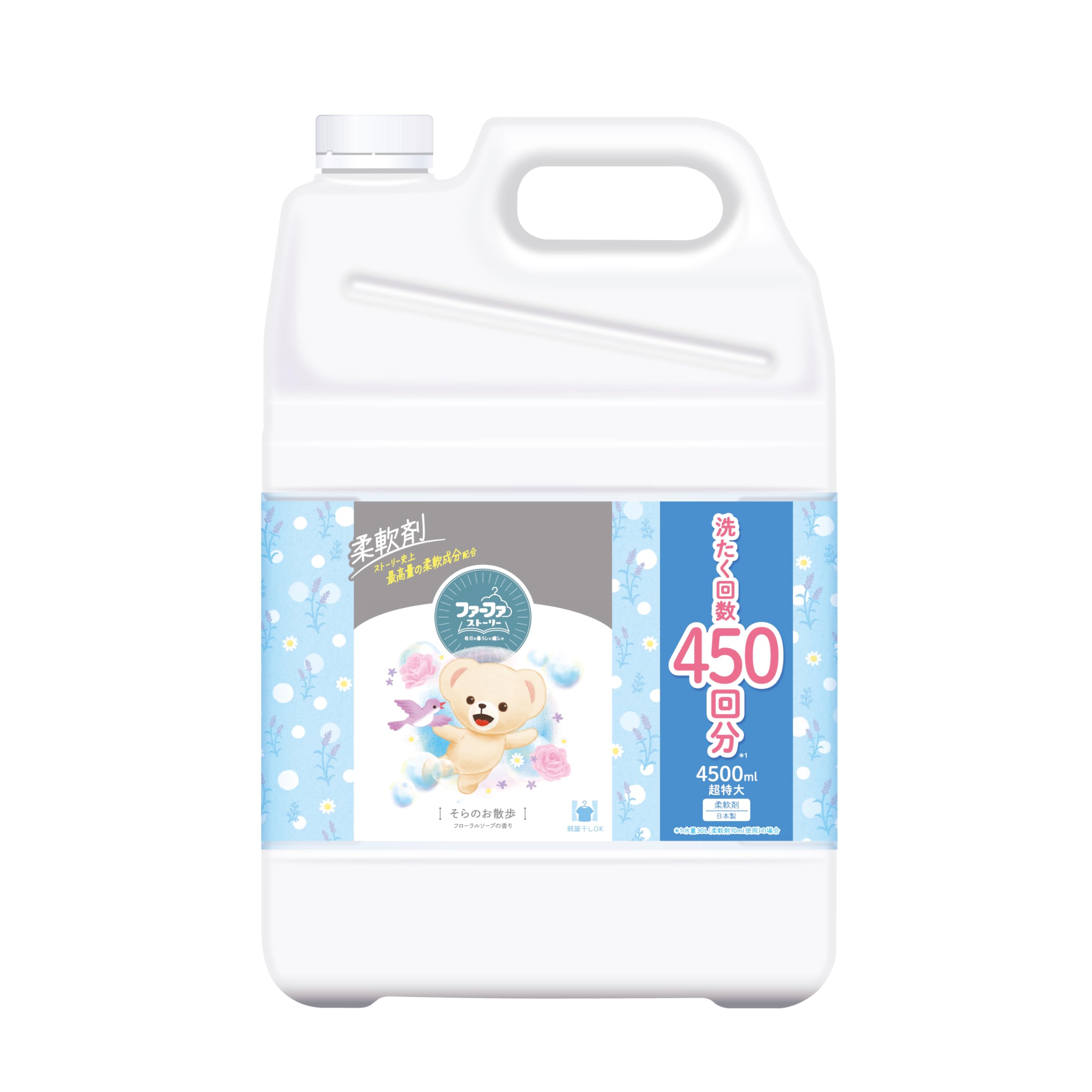 

FaFa Story Fabric Softener no Extra Floral Soap Scent Sora Osanpo Refill, Large, 4500ml, белый