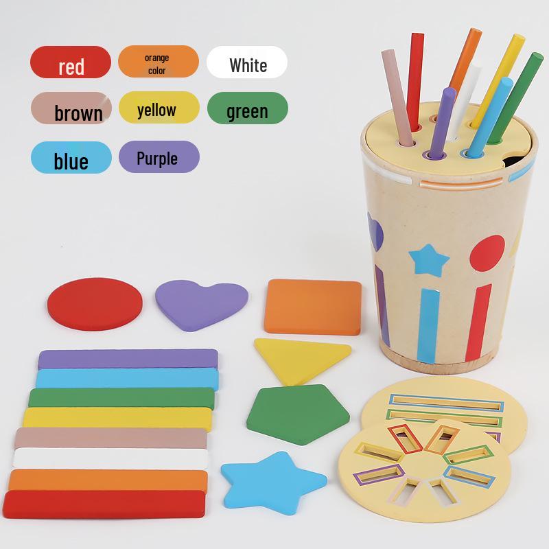 Montessori Children s Wooden Balance Beam and Color Sorting Toy Set