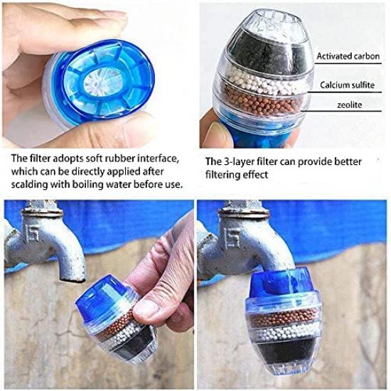 3 Pack Faucet Mount Filters,Faucet Water Filter Purifier Kitchen Tap Filtration Activated Carbon Removes Chlorine Fluoride Heavy Metals Hard Water