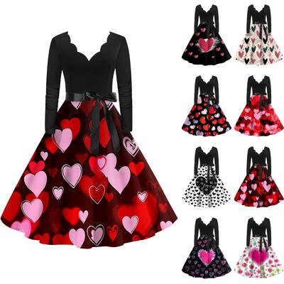 Dámské stylové a elegantní dlouhé šaty s V-výstřihem ve tvaru srdce na Valentýna
