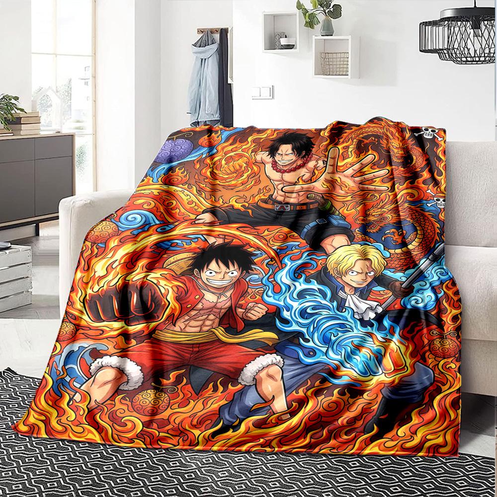 Anime One-Piece Print Flannel Blanket High Quality Warm Comfortable Cover for All Seasons Perfect for Gifts Home Decor