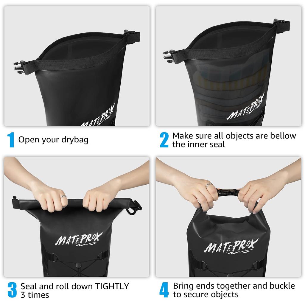 MATEPROX Waterproof Dry Fully Large Includes Waterproof Perfect for and Outdoor Activities Bag, 10L/20L Drum-Shaped, Waterproof, Foldable,