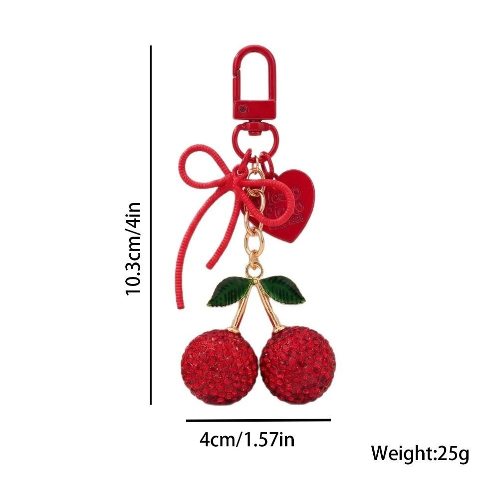 Sparkly Fruit Cherry Keychain Heart Butterfly Bow Car Key Ring Bag Accessory  Purse Decoration