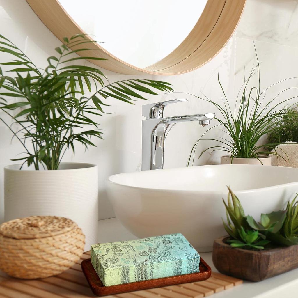 Sinmoe 200 Pcs Disposable Guest Napkins Summer Beach Hand Towels for Bathroom 2 Ply Disposable Paper Napkin for Beach Party Beach Paper Guest Towels