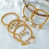 Summer Beach Ocean Wind Starfish Shell DIY Pendant Round Bead Bracelet Gold-plated Stackable Jewelry