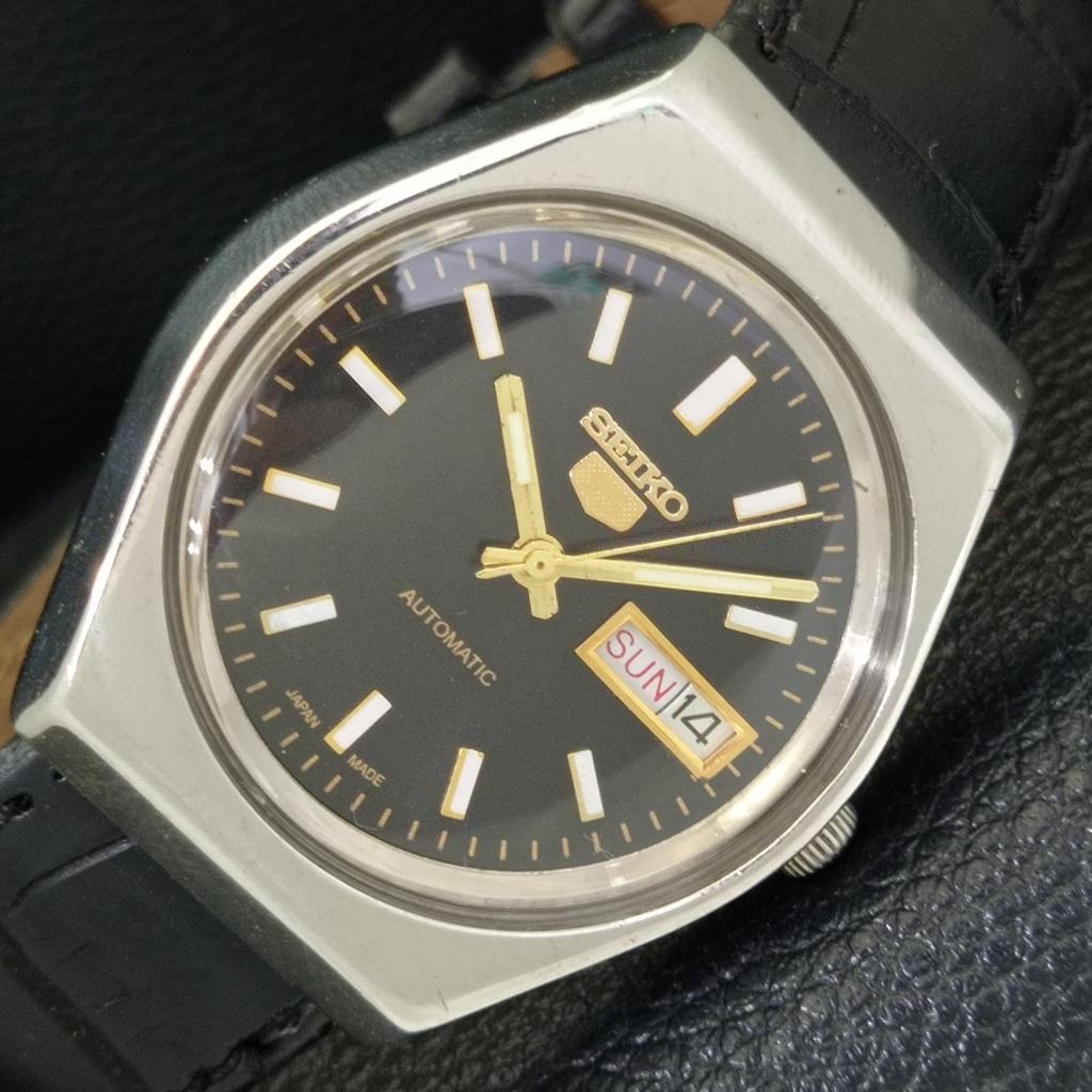 

VINTAGE SEIKO 5 AUTOMATIC 6309A JAPAN MENS BLACK COLOR DIAL WATCH a702630-1 R209-a702630