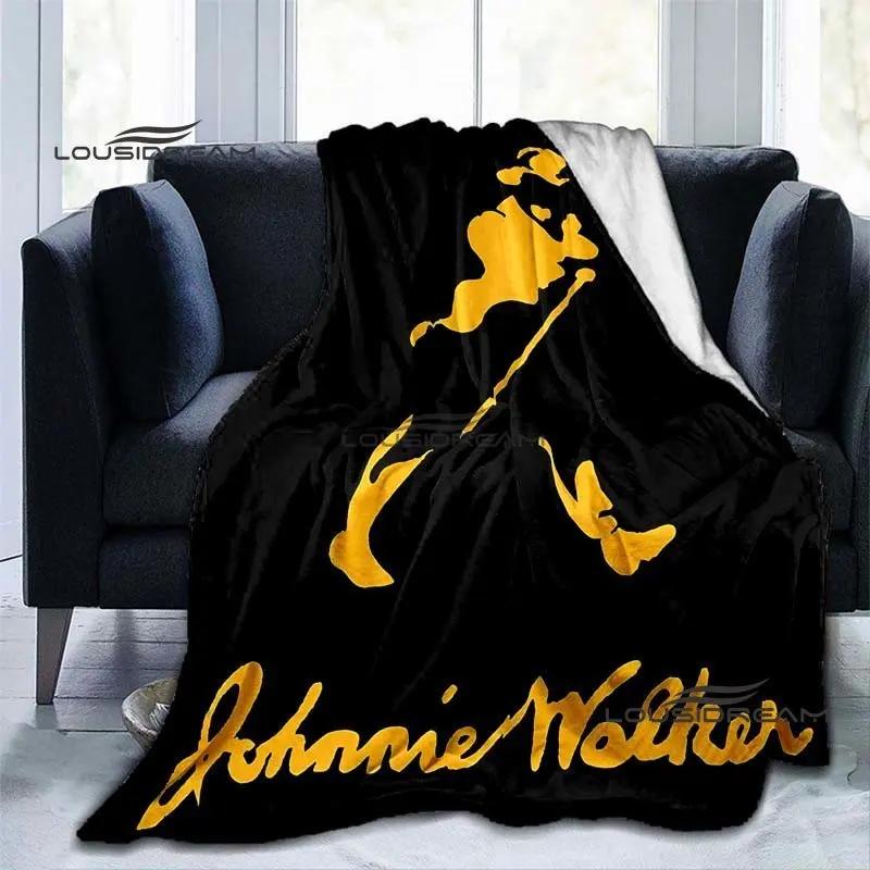 Johnnie Walker Whisky Blanket Fashion 3D Printing Flannel Throw Blanket Birthday Christmas Gift Bedroom Sofa Travel Warm Blanket 30x40in