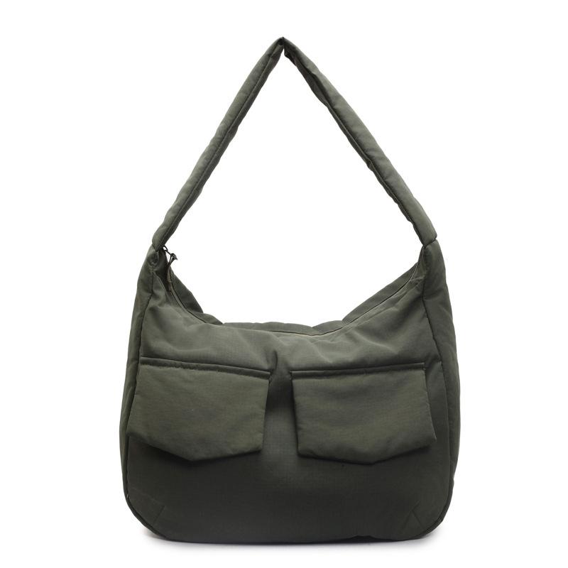 Korean version of simple lazy wind messenger bag women's large-capacity solid color versatile shoulder bag going out casual cotton clothes tote bag
