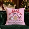 Christmas Pink Throw Pillow Covers Pattern Cushion Cover Suitable for Sofa Bedroom Car Pillow Cover