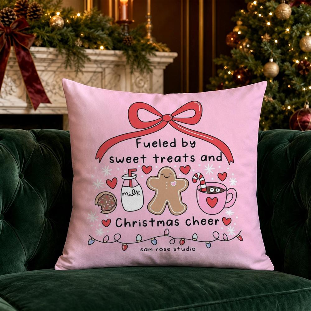 Christmas Pink Throw Pillow Covers Pattern Cushion Cover Suitable for Sofa Bedroom Car Pillow Cover