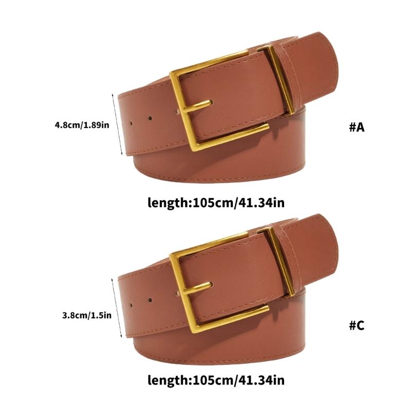 Vintage Wide Waist Belt Big Buckles Leather Strap Ladies Dress Waistbands for Jeans and Dresses