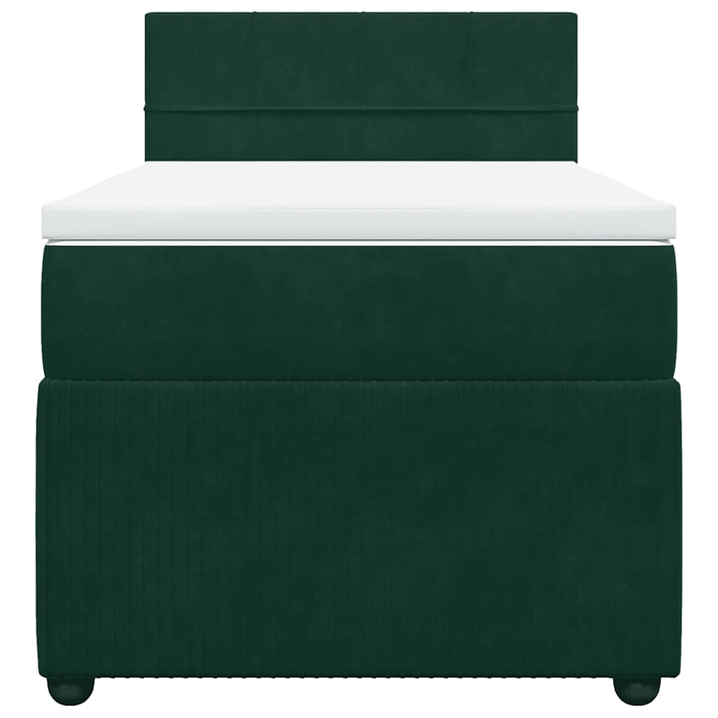 Box Spring Bed with Mattress Dark Green 80 x 200 cm Velvet