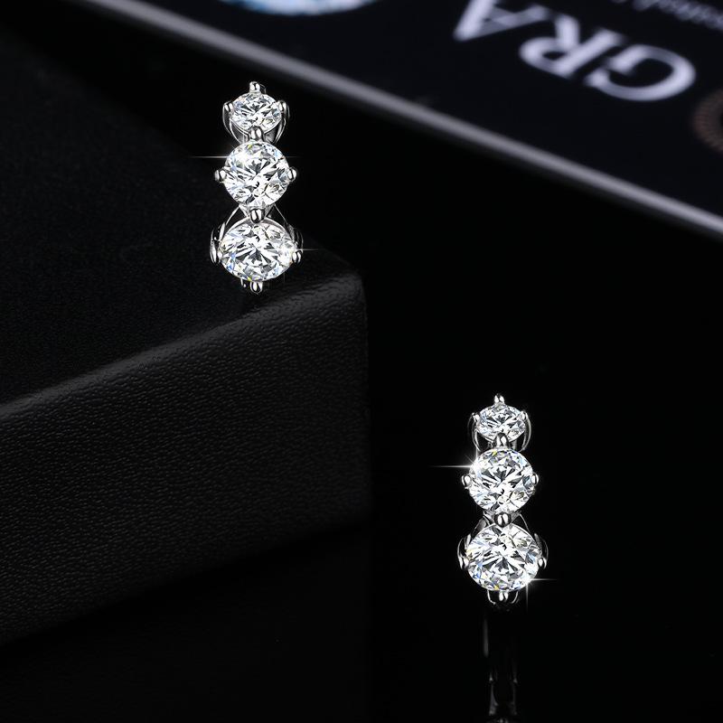 S925 Sterlingsilber Moissanit Ohrstecker mit diamantbesetzten Ohrklemmen - Leichter Luxus High-End Design