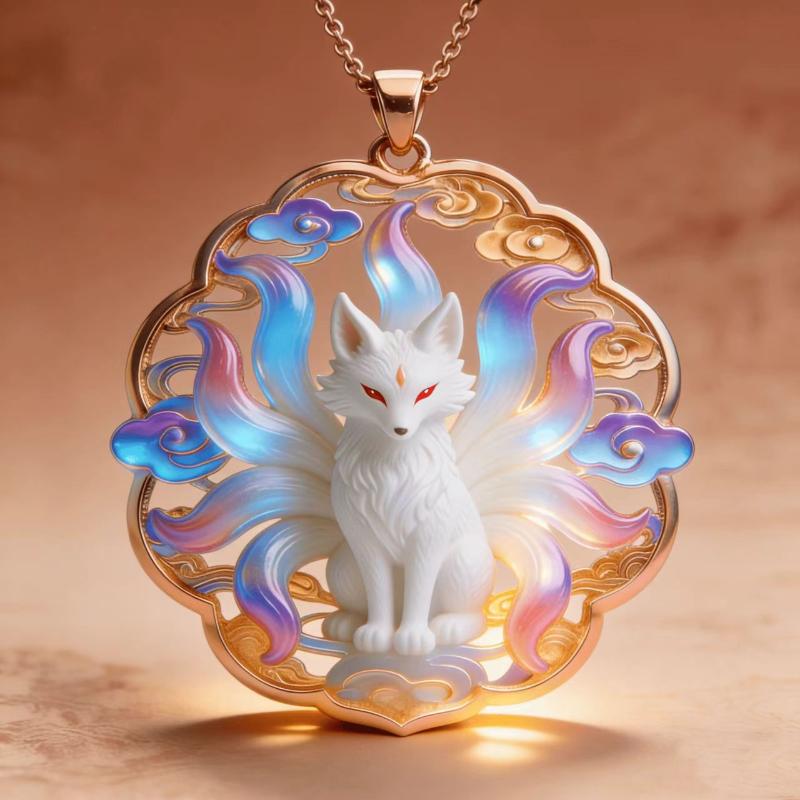 Traditional Cloisonné Enamel Pendant 3D Carved Chinese Style Necklace Charm Elegant Decor