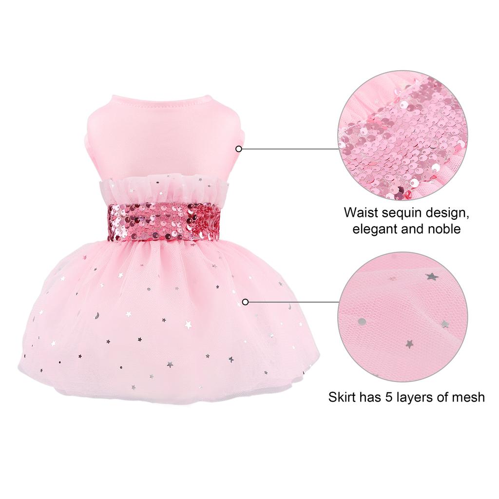 Pink Puppy Dog Dress Lovely Dog Blingbling Princess Skirt Sweet Pet Apparel Dogs Cat Tutu Dresses for Birthday Wedding Party