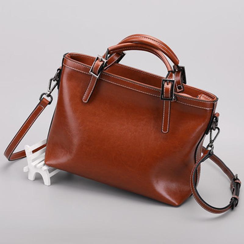 Damentasche Echtleder Frühling/Sommer Handtasche Einfache Pendlertasche Eine Schulter Straddle Bag