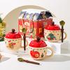Creative Apple Christmas Ceramic Cup Mug with Lid Christmas Gift High Pretty Water Cup Gift Box Souvenir