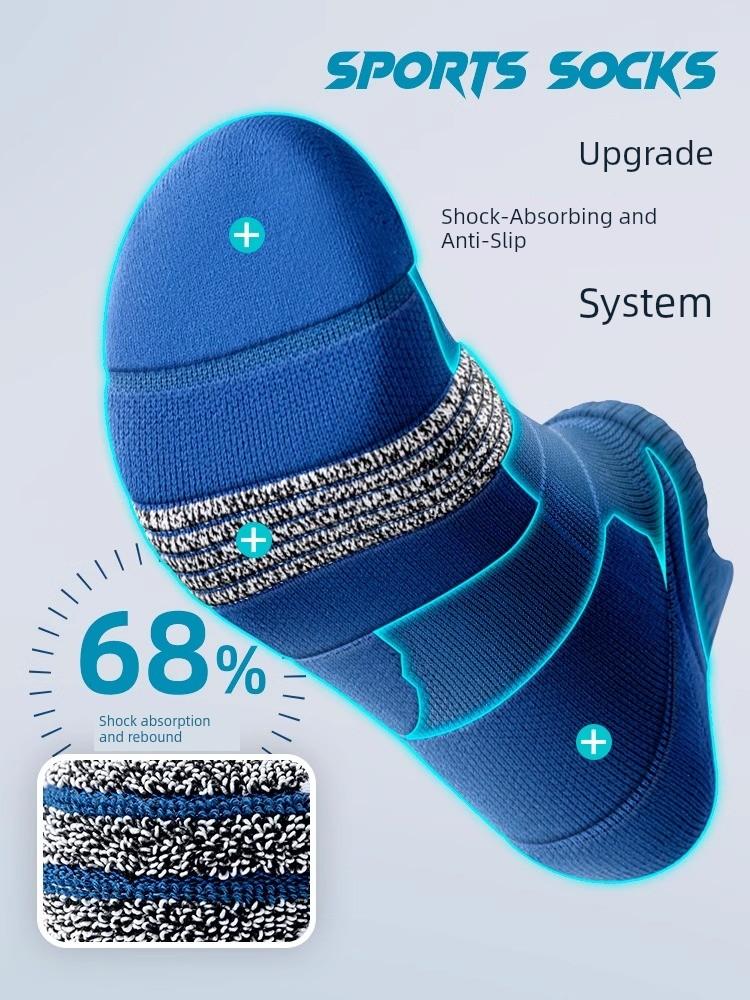 Comfortable Outdoor Sports Socks for Spring and Summer Marathon Men's Short Socks with Thick Towel Soles, Durable Running Short Socks for Men