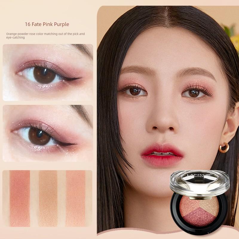 LANSUR Baked Powder Orange Pearl Flowers Natural Eye Shadow Plate
