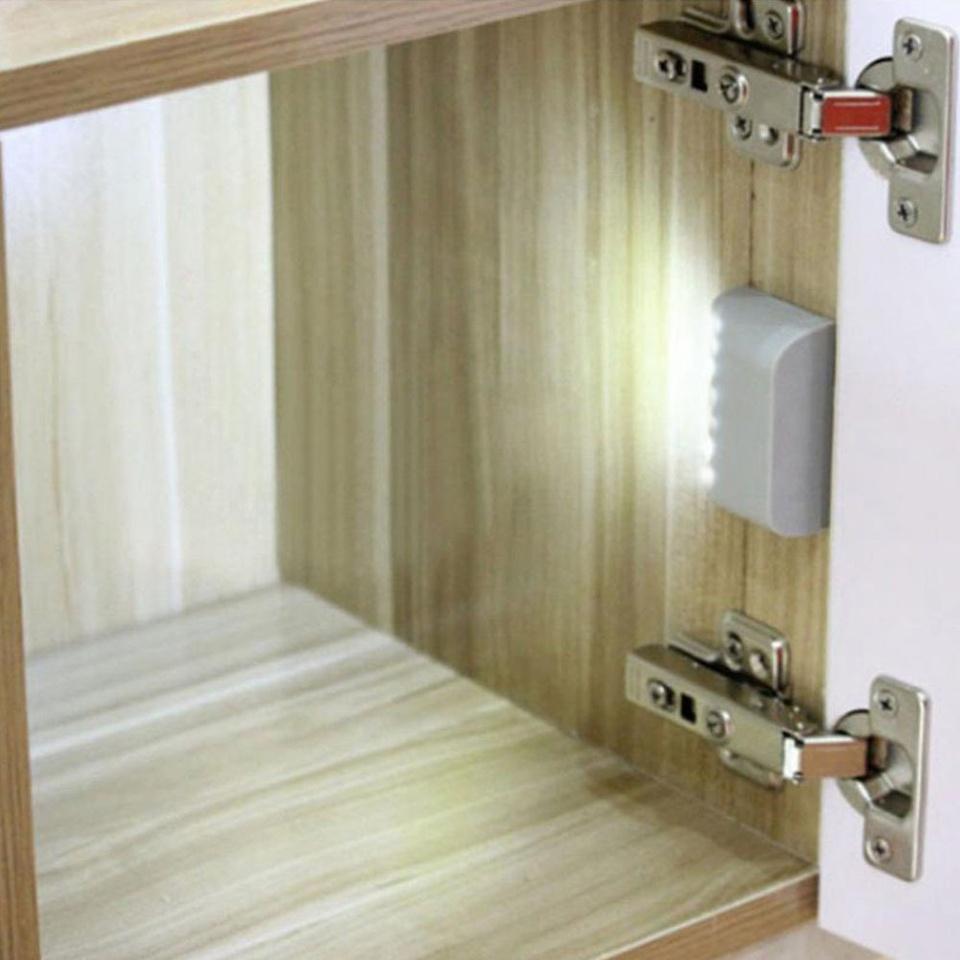 Wireless LED Under Cabinet Light,Motion Sensor Closet Light,7 LEDs Auto On/Off, Hinge Lamp for Wardrobe Kitchen Cupboard,No Batt