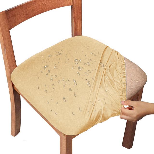 Levivel Waterproof Plain Colour Chair Cover Stretch Jacquard Spandex Seat Cushion Cover Elastic Chair Protector For Dining Room 15 Colors
