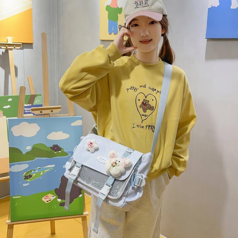 Torba listonoszka o dużej pojemności w stylu college'owym, lekka, wielofunkcyjna torba crossbody dla kobiet