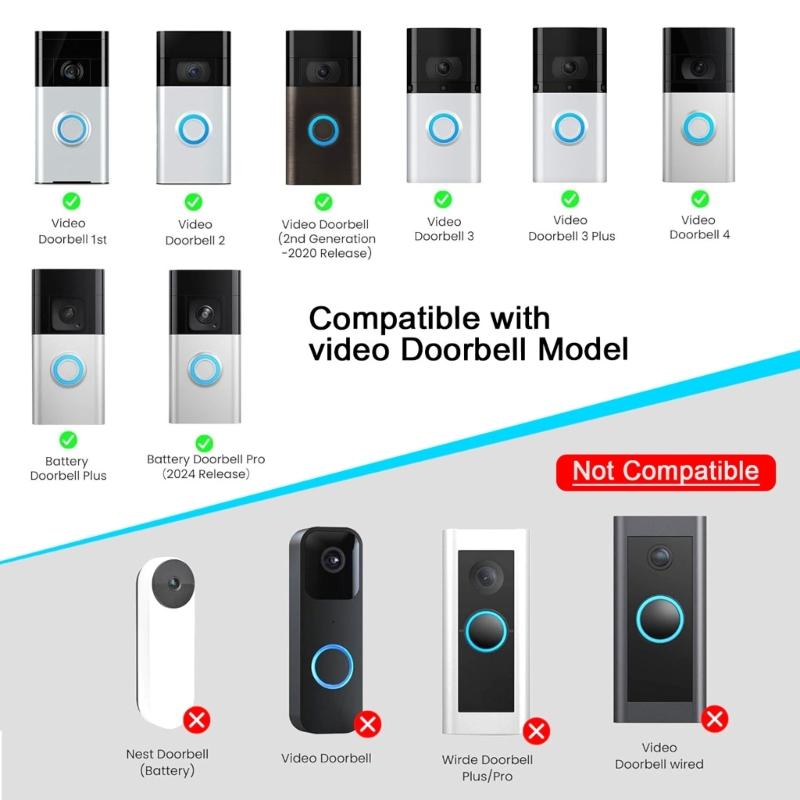 Antitheft Rings Video Doorbell Mount Adjustable Angles Doorbell Bracket Replacement Vinyls Siding Doorbell Mount